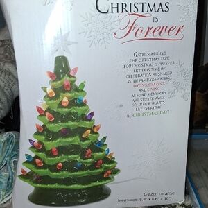 Glazed Ceramic Christmas Tree with Multicolor Lights